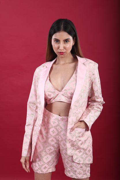 Jheel- Blazer Set - Blush Pink