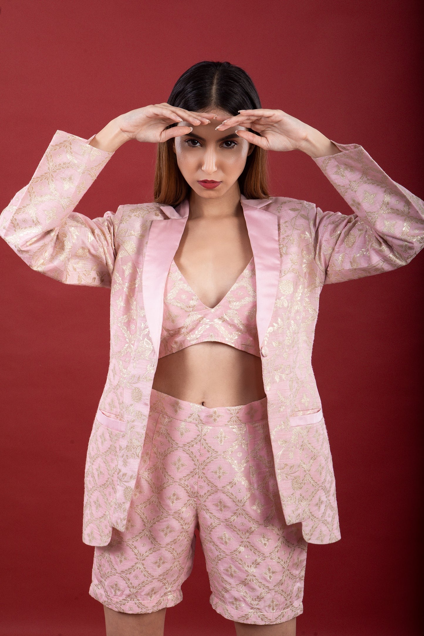 Jheel- Blazer Set - Blush Pink