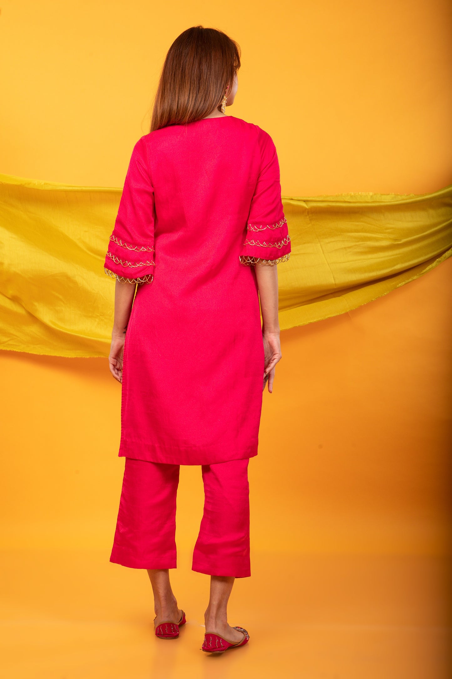 Gulnaar Lahori Kurta and Pant Set-Fuchsia Pink