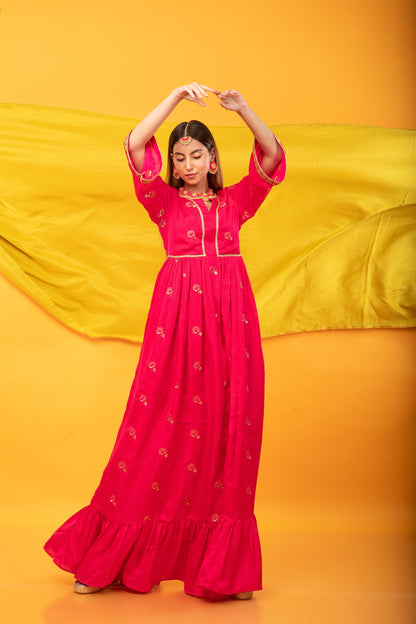 Zunera Kurta-Fuchsia Pink