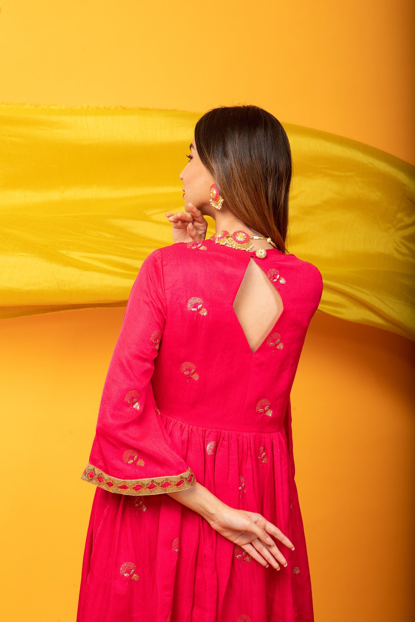 Zunera Kurta-Fuchsia Pink