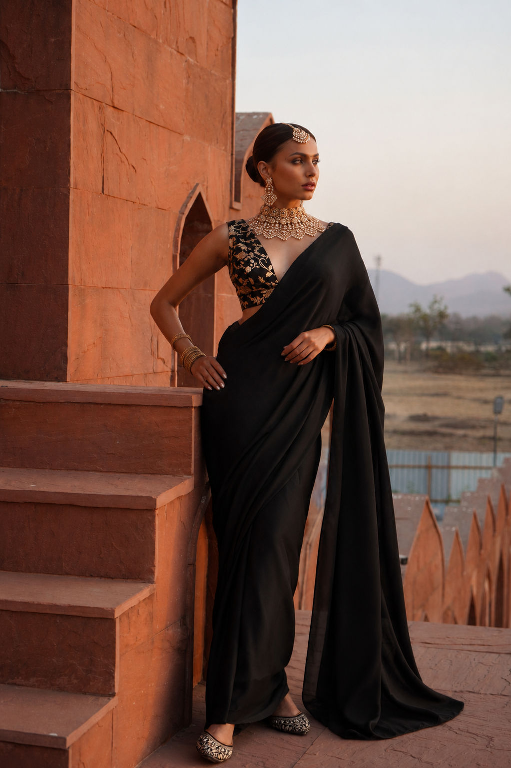 Ruhee pre draped saree set