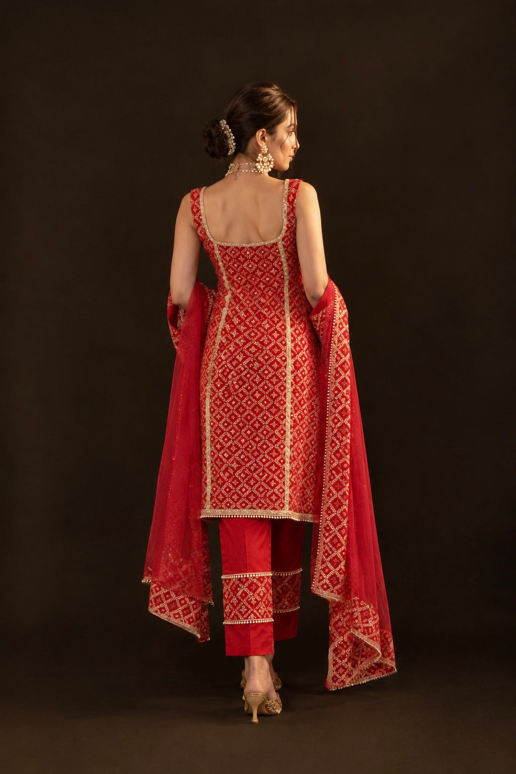 Eloise Red Brocade Kurta Set