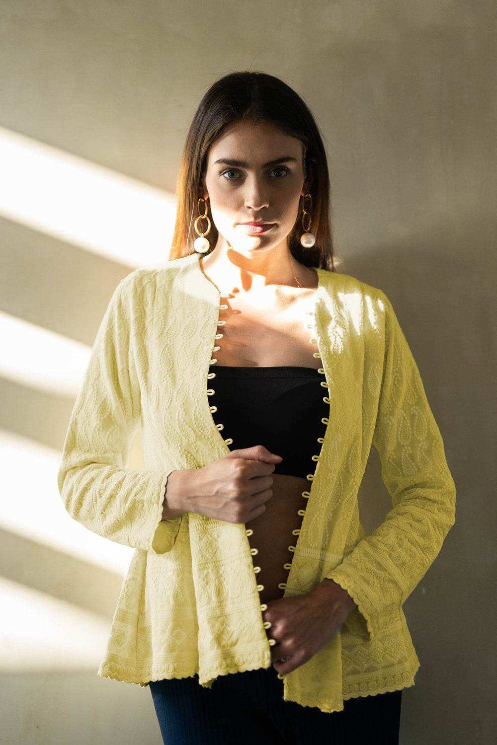 UFF CHIKANKARI JACKET - Sunshine Yellow - Monk & Mei