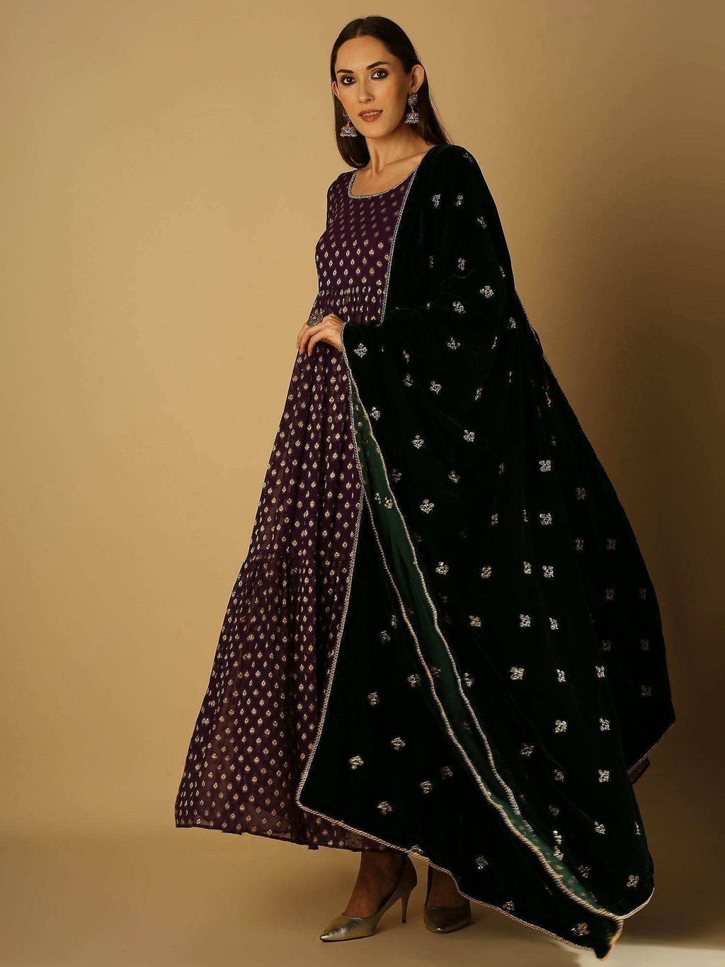 Reah-Anarkali Dress - Violet - Monk & Mei