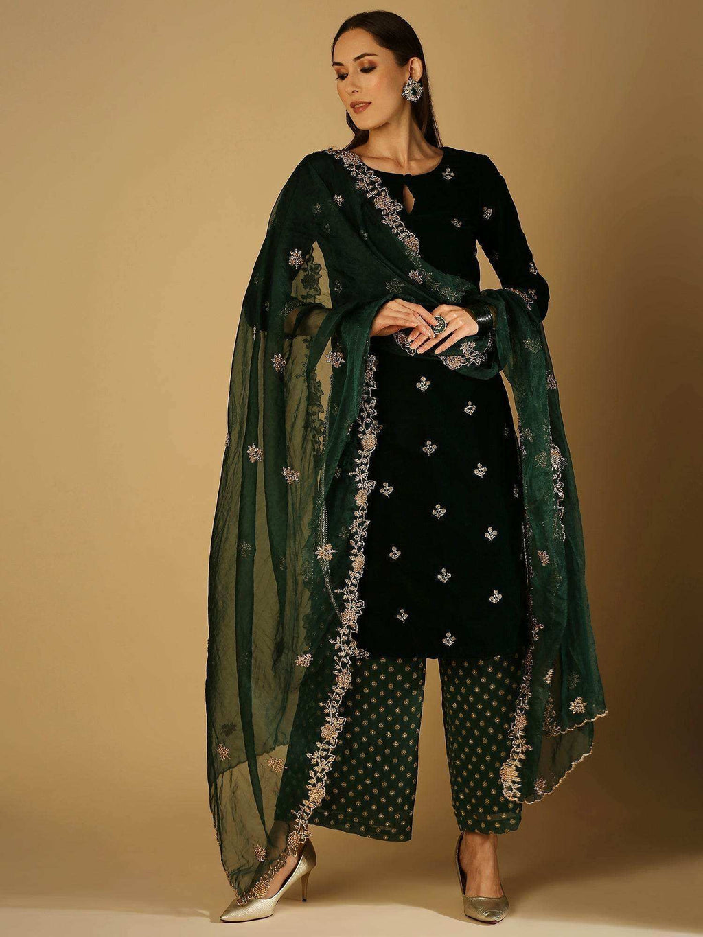Ruhani-Dupatta - Green - Monk & Mei