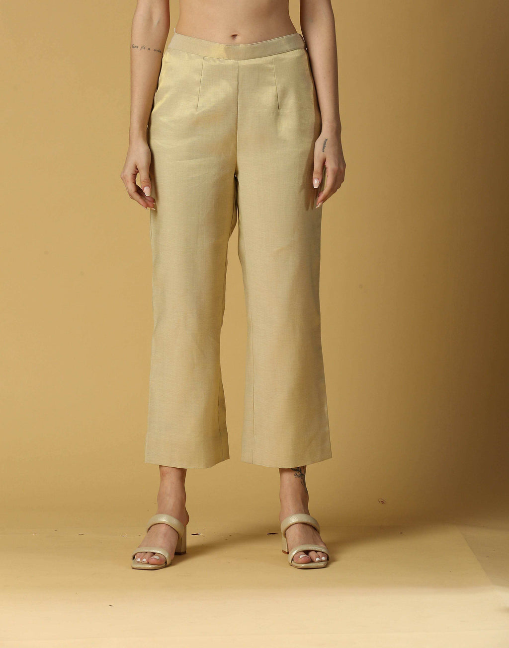 Nusrat Pant Bottoms-Gold - Monk & Mei
