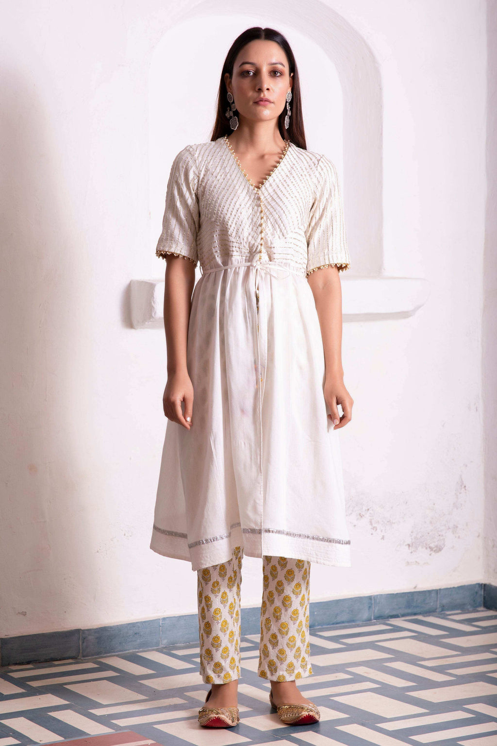 Sitara Kurta Pants - Ivory white - Monk & Mei