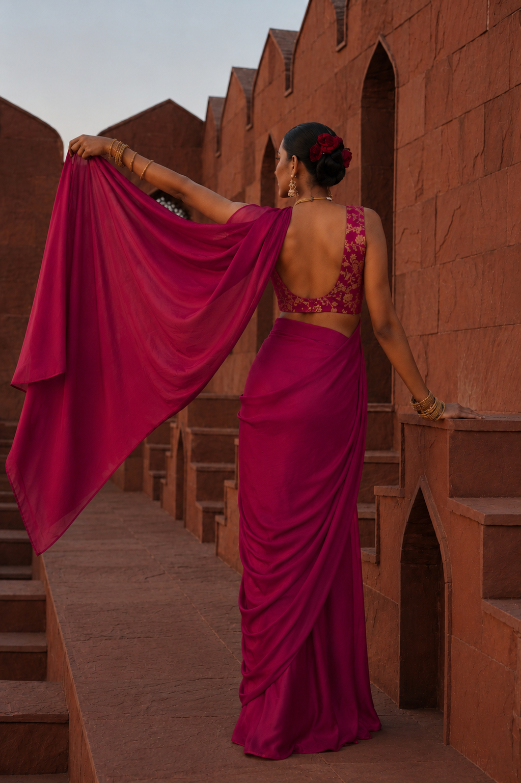 Ruhee pre draped saree set