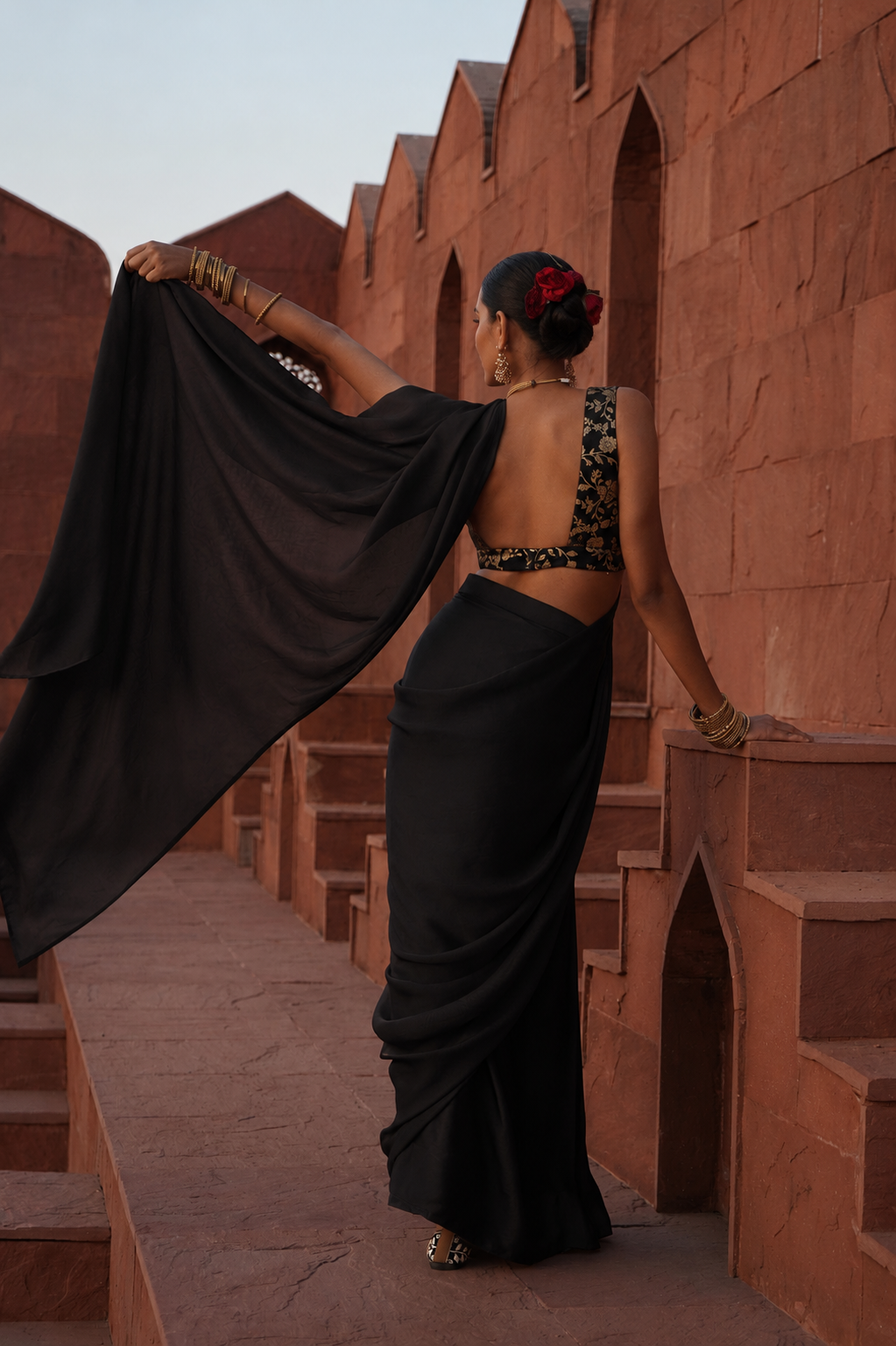 Ruhee pre draped saree set