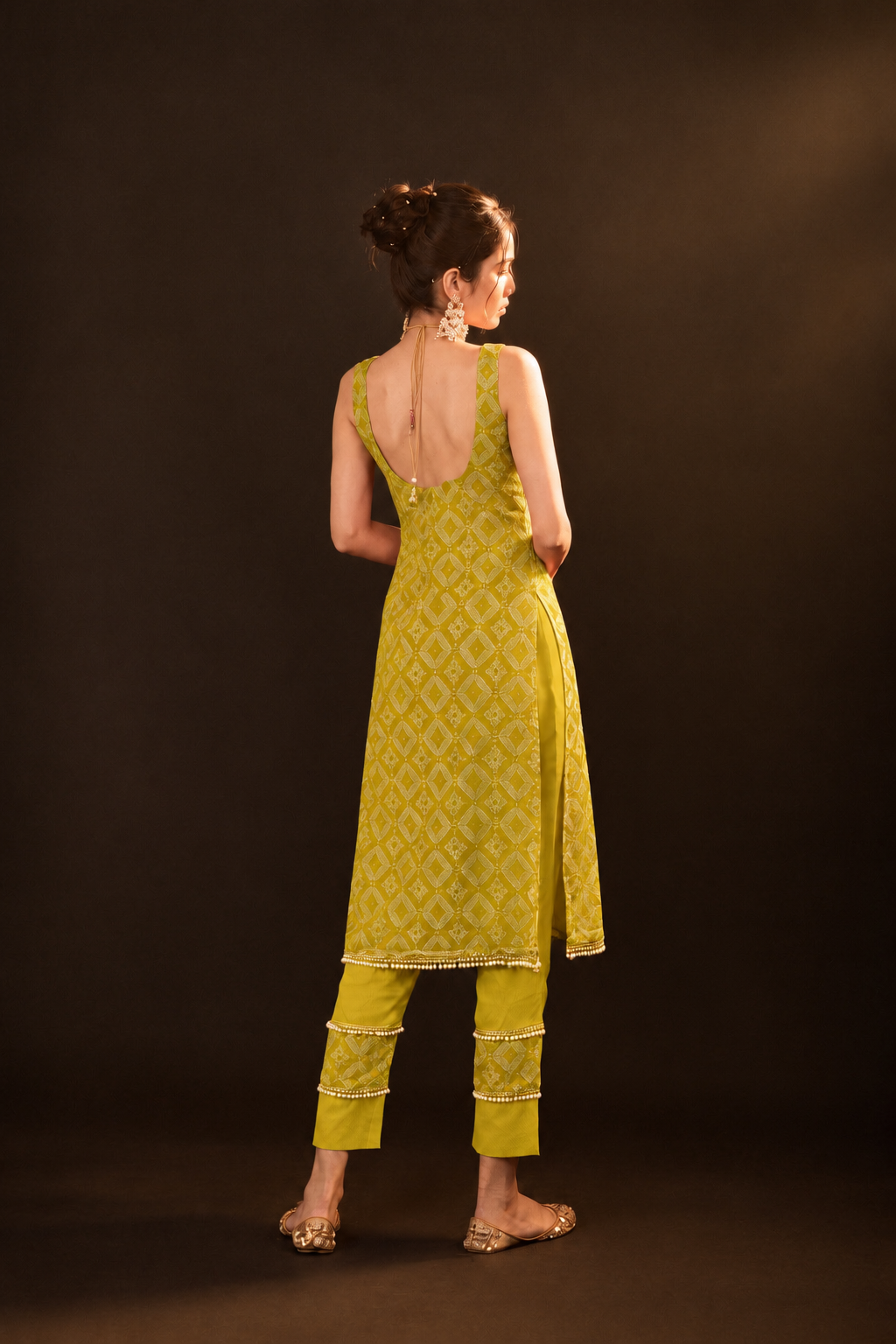 Mustard Yellow Brocade Kurta Pant Dupatta Set