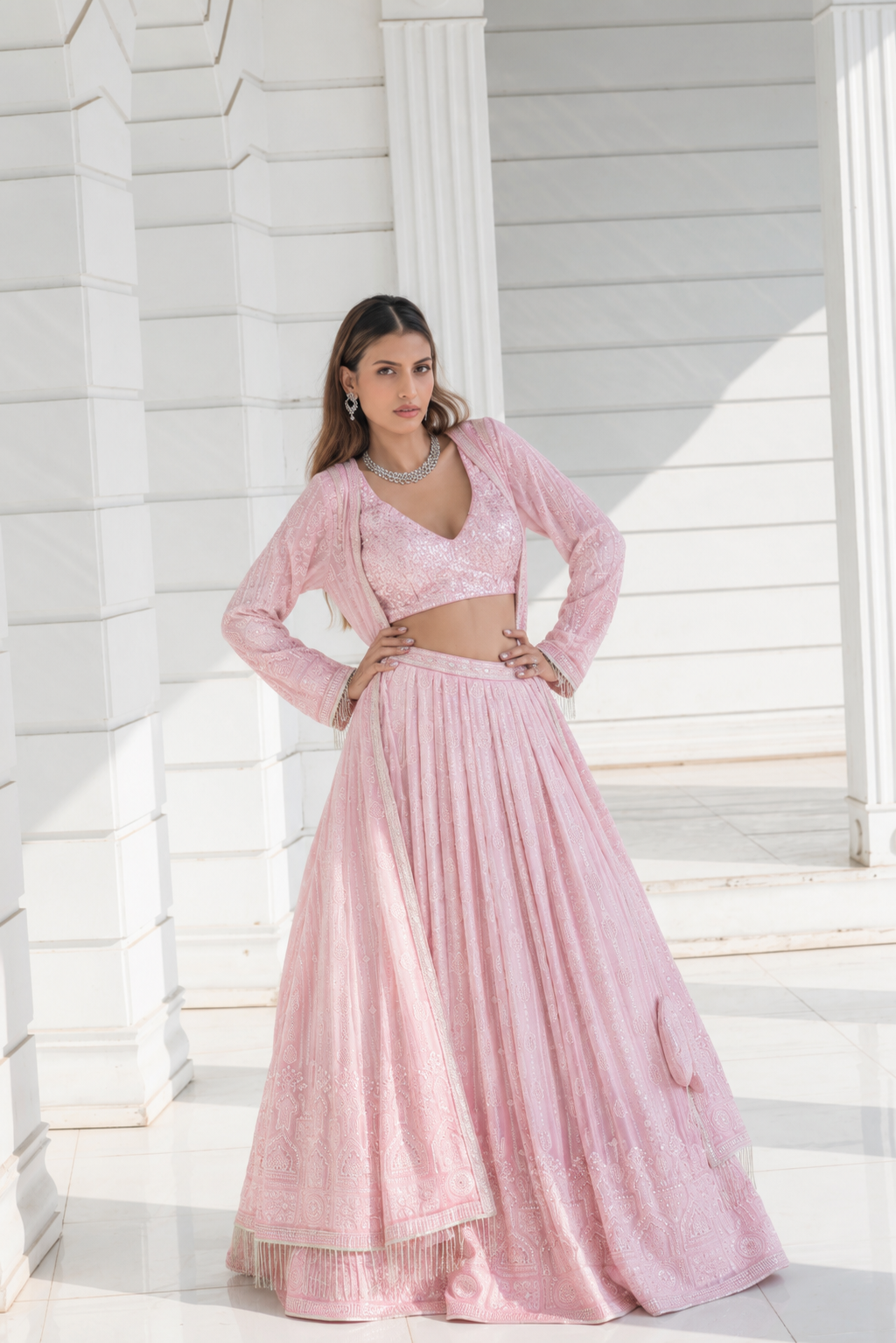 Olive Pink - Lehenga Cape Set