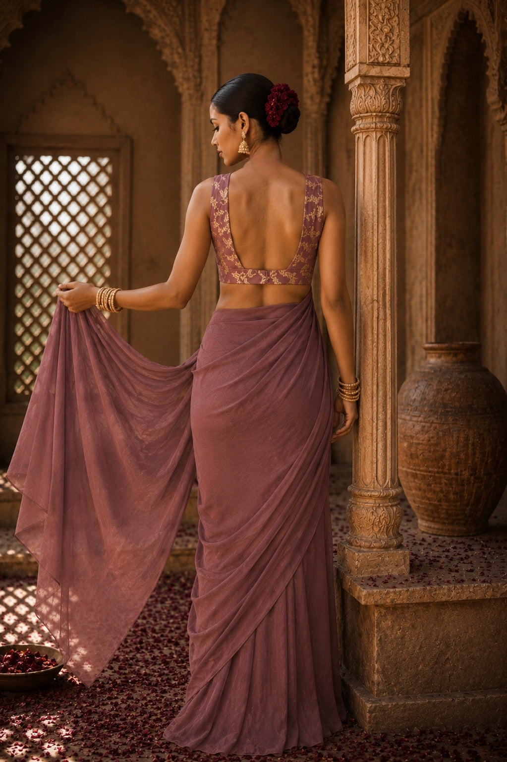Ruhee pre draped saree set