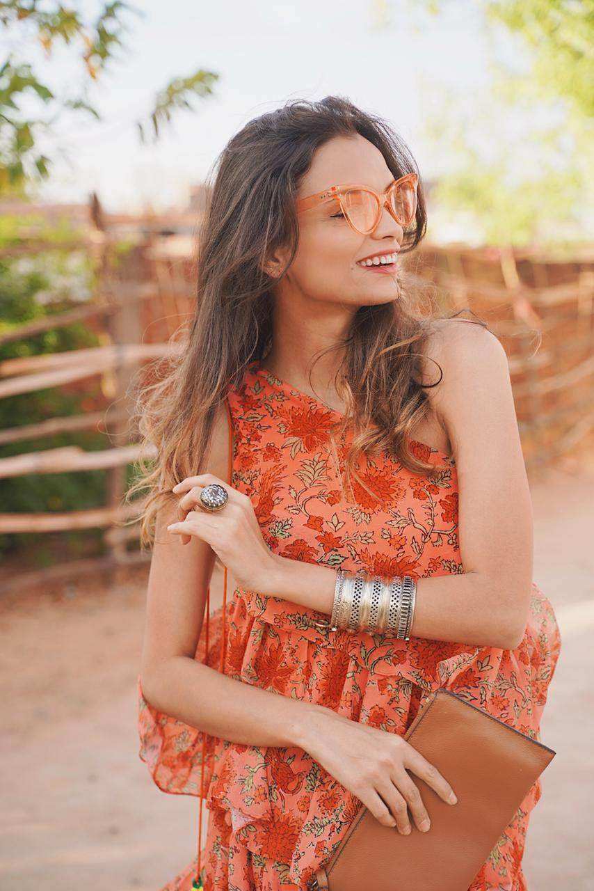 Pari Ruffled Gown - Orange - Monk & Mei