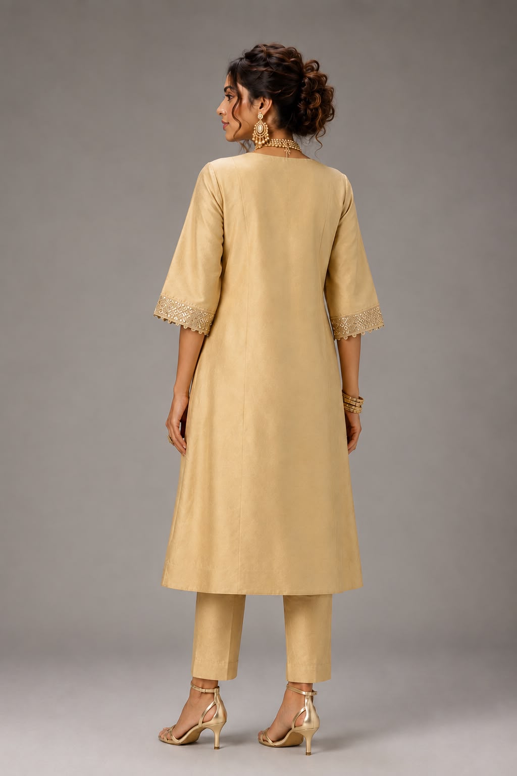 Zohra - Beige Choga  Set