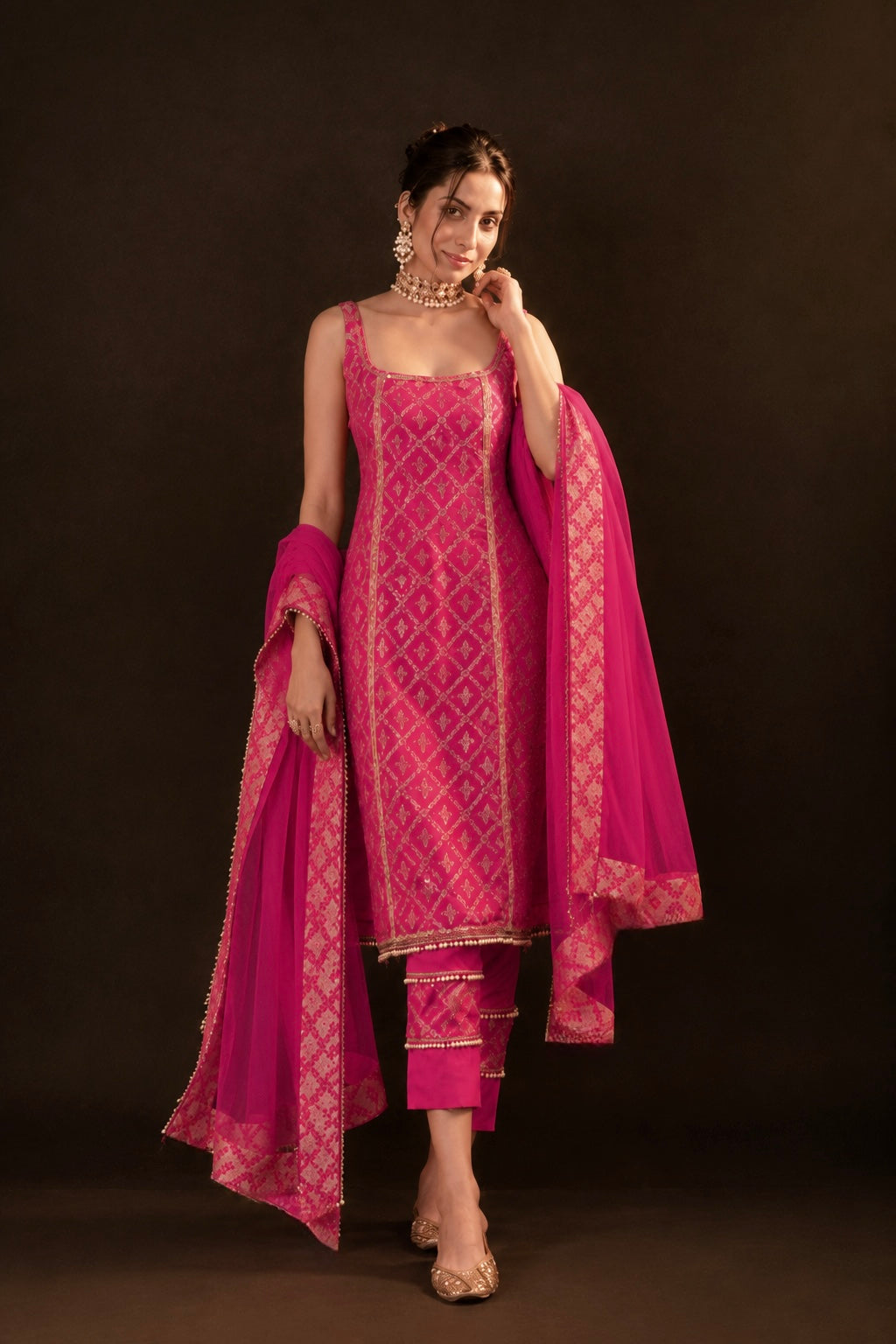 Eloise Orange Brocade Kurta Set