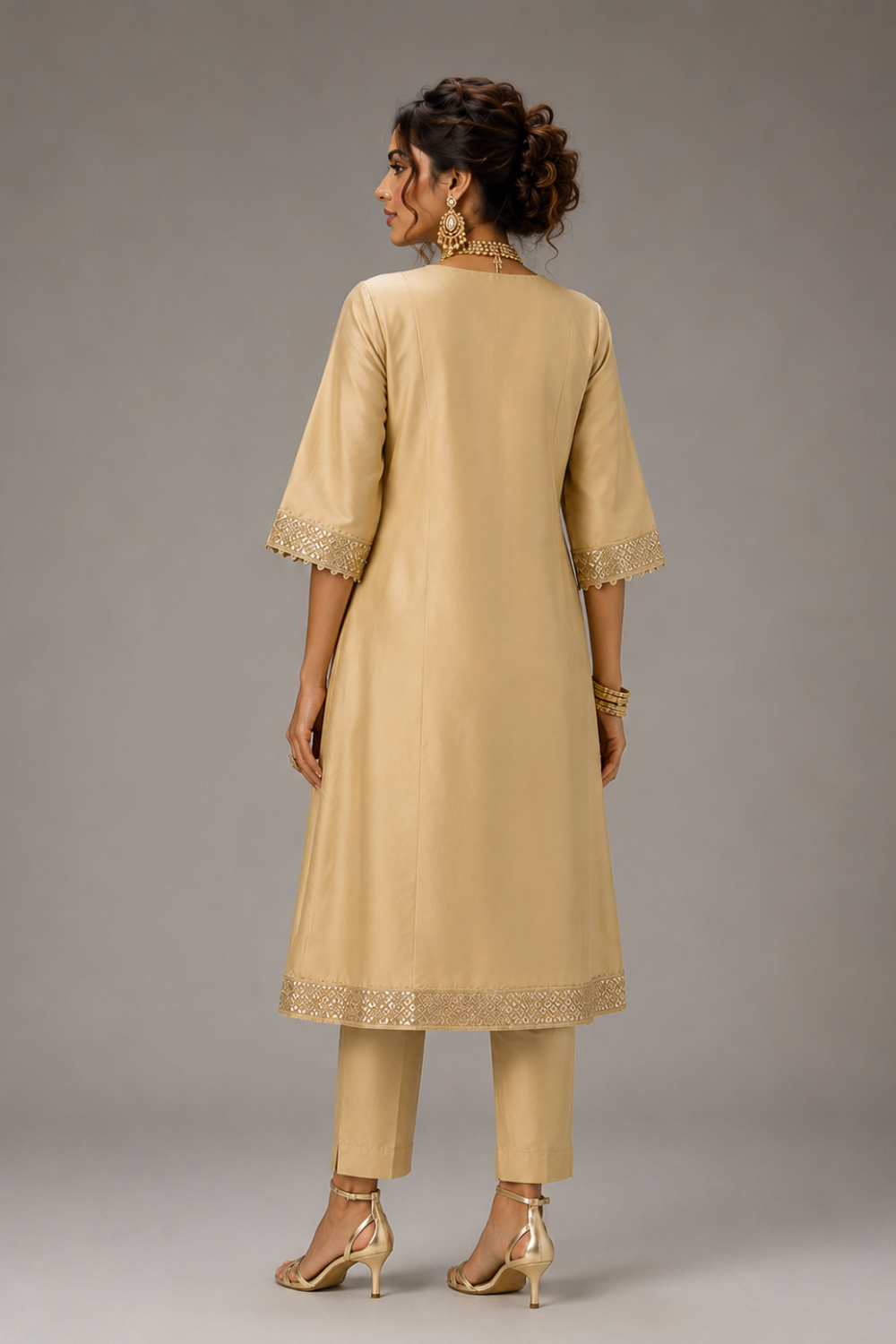 Zohra - Beige Choga  Set