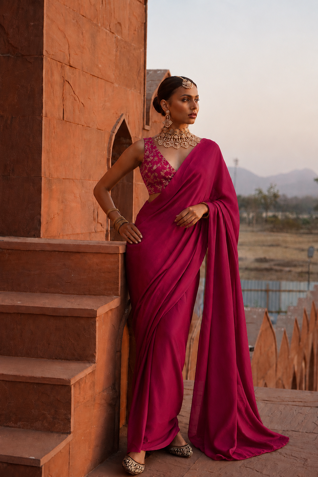 Ruhee pre draped saree set