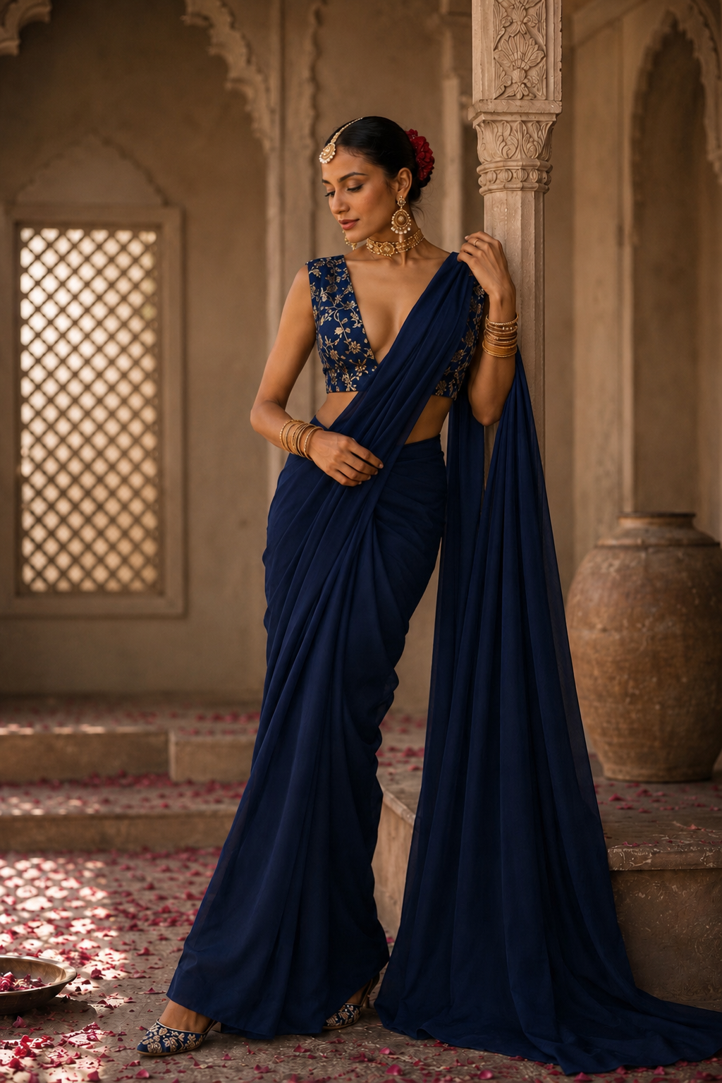 Ruhee pre draped saree set