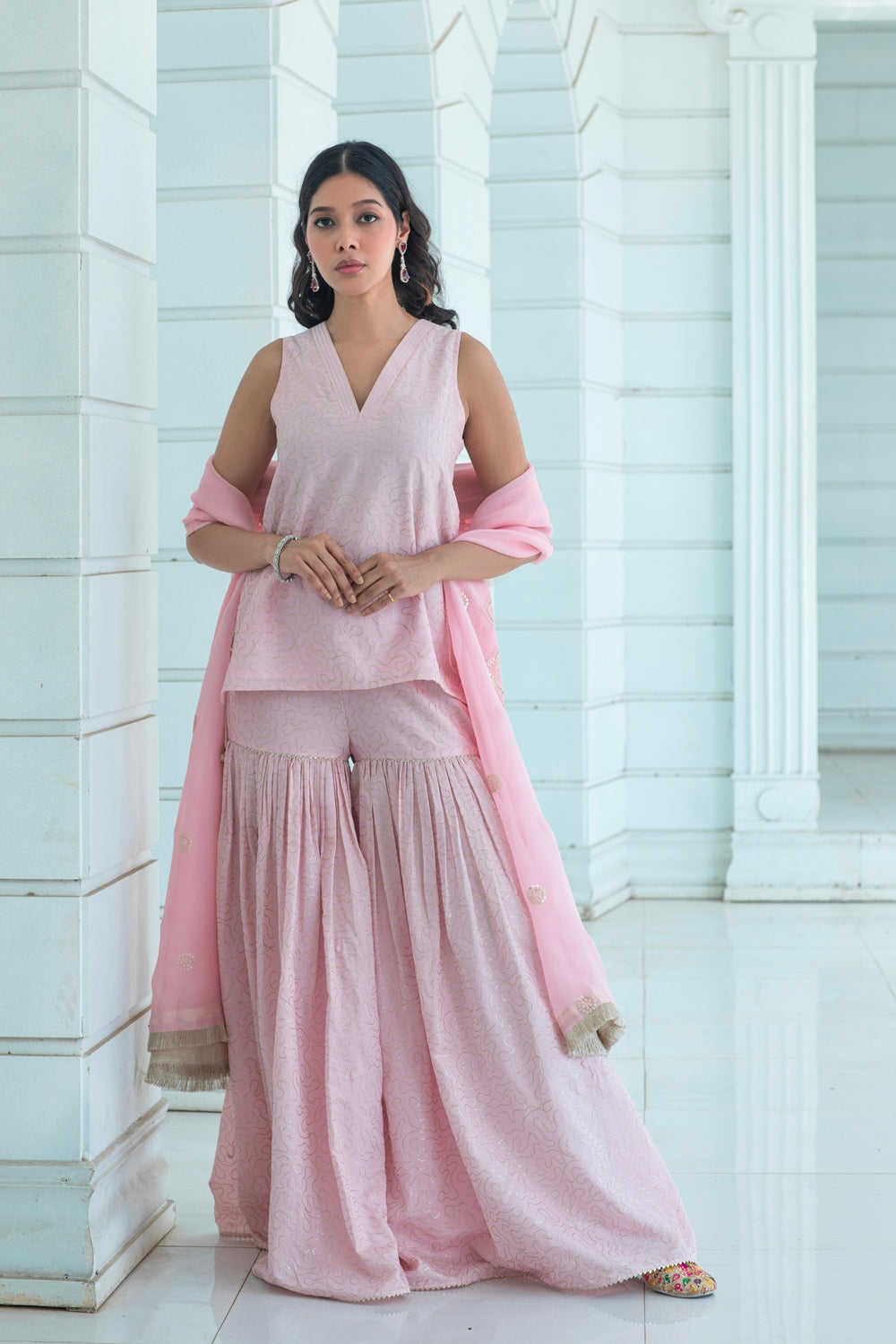 Stella Pink - Short Kurta Sharara Set