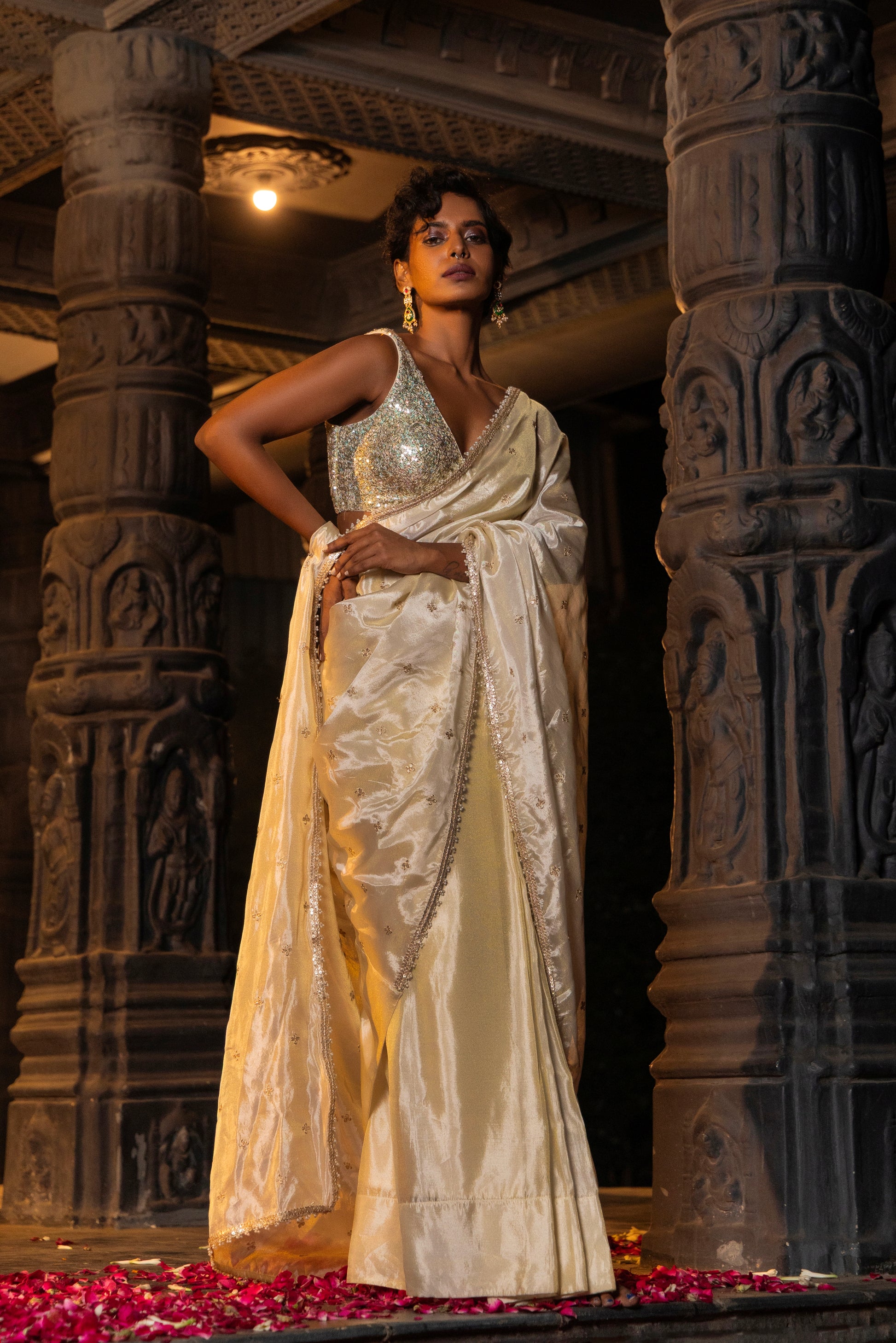 Hansini-Saree and Blouse set-Gold