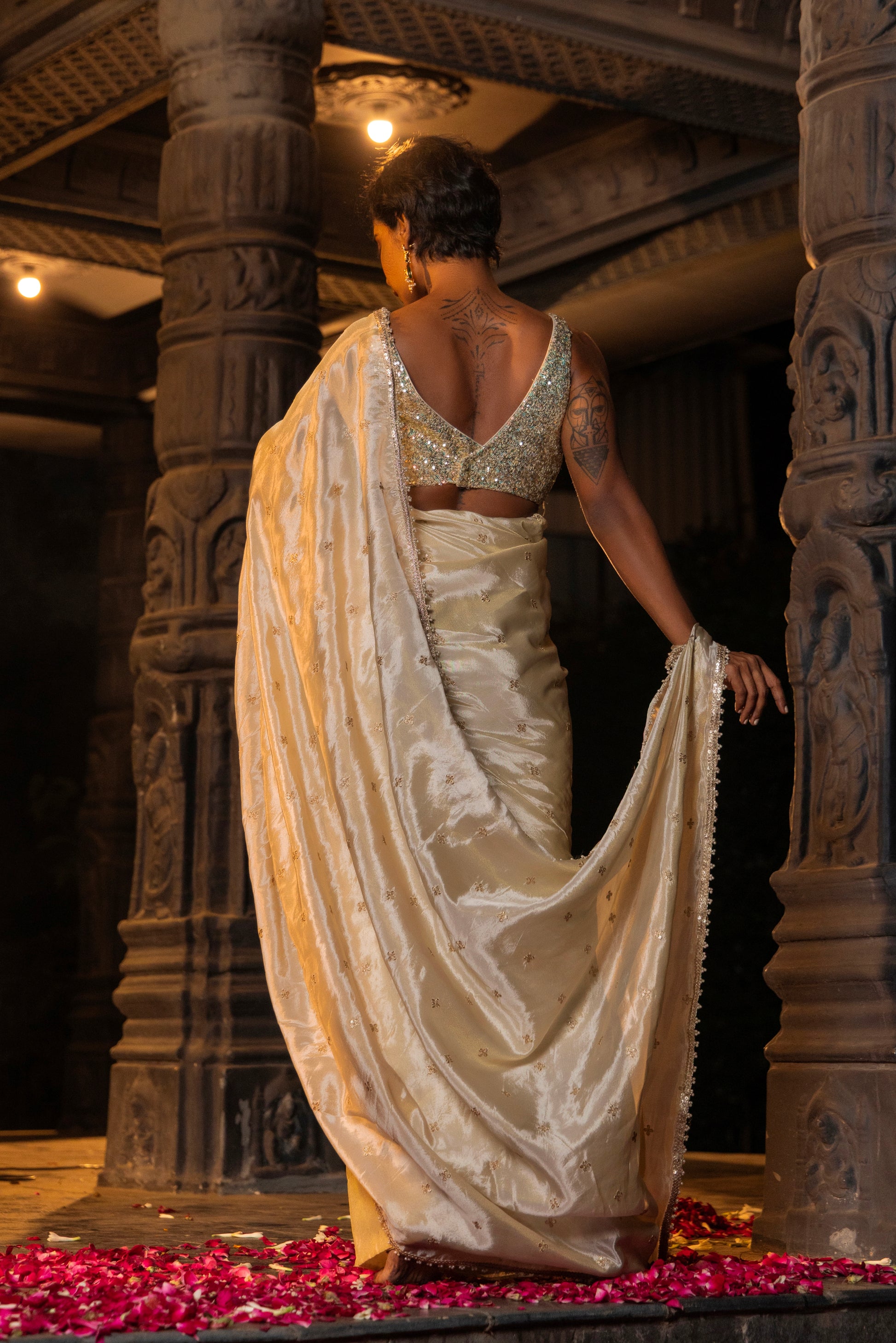 Hansini-Saree and Blouse set-Gold