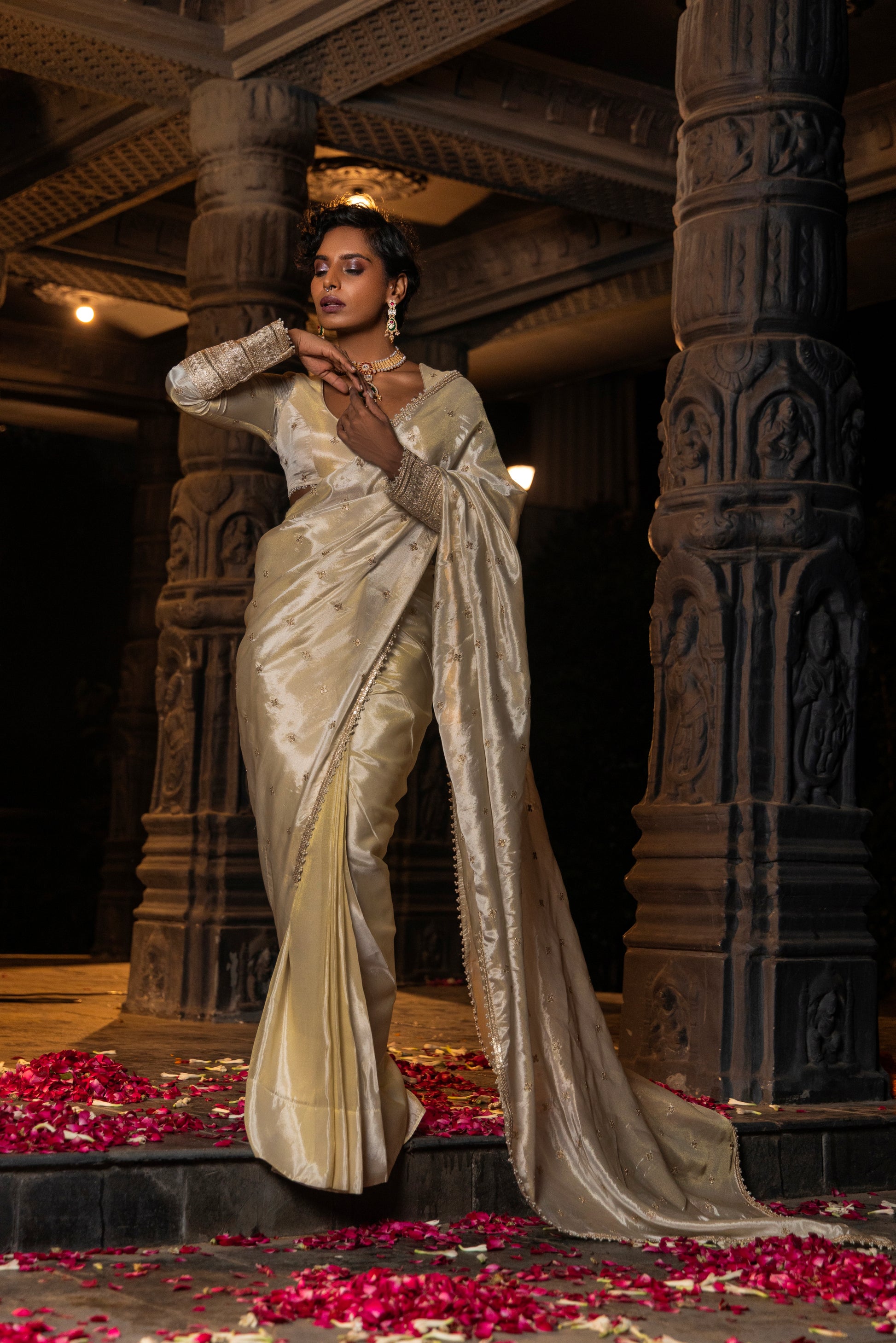 Hansini-Saree and Blouse set-Gold