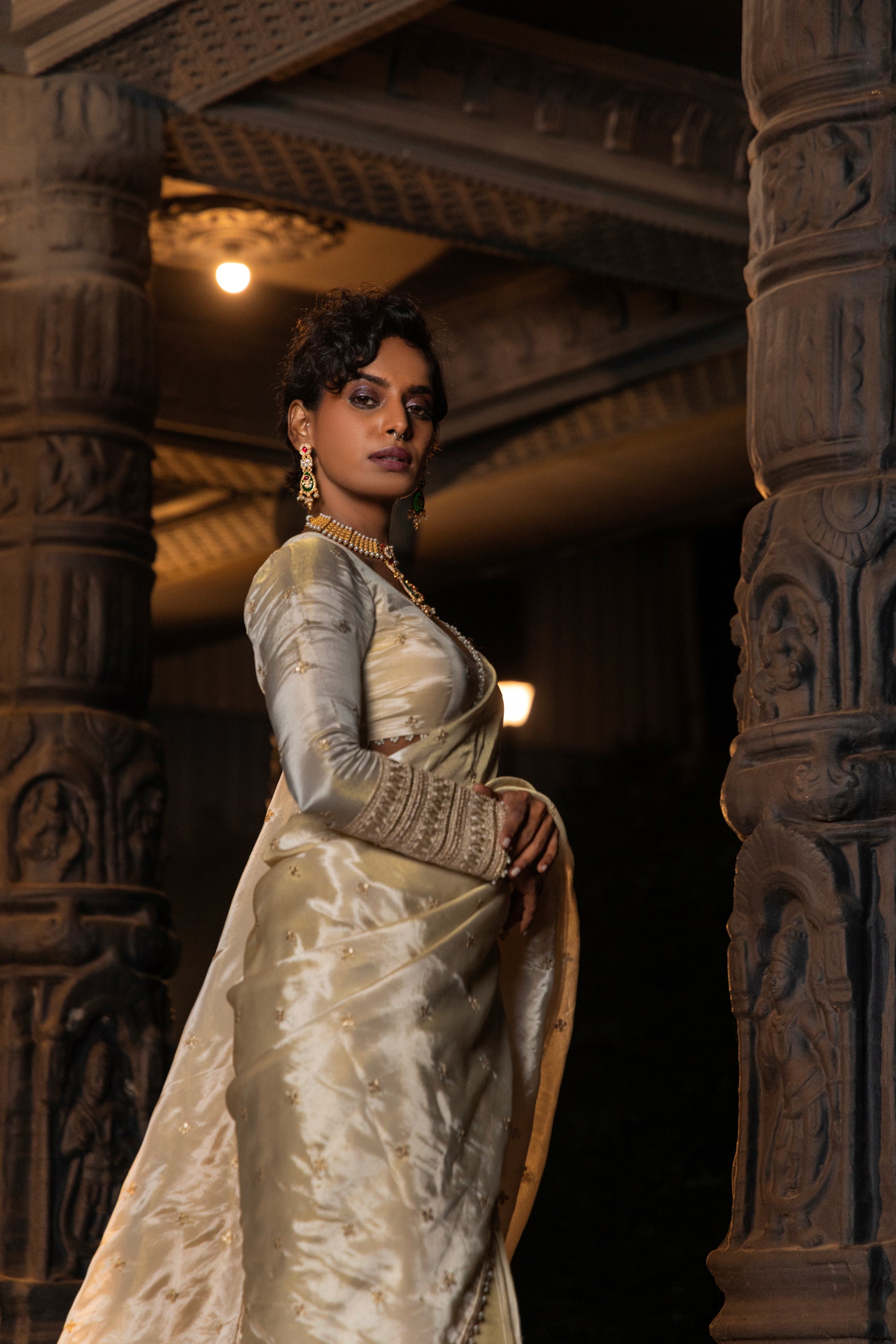 Hansini-Saree and Blouse set-Gold