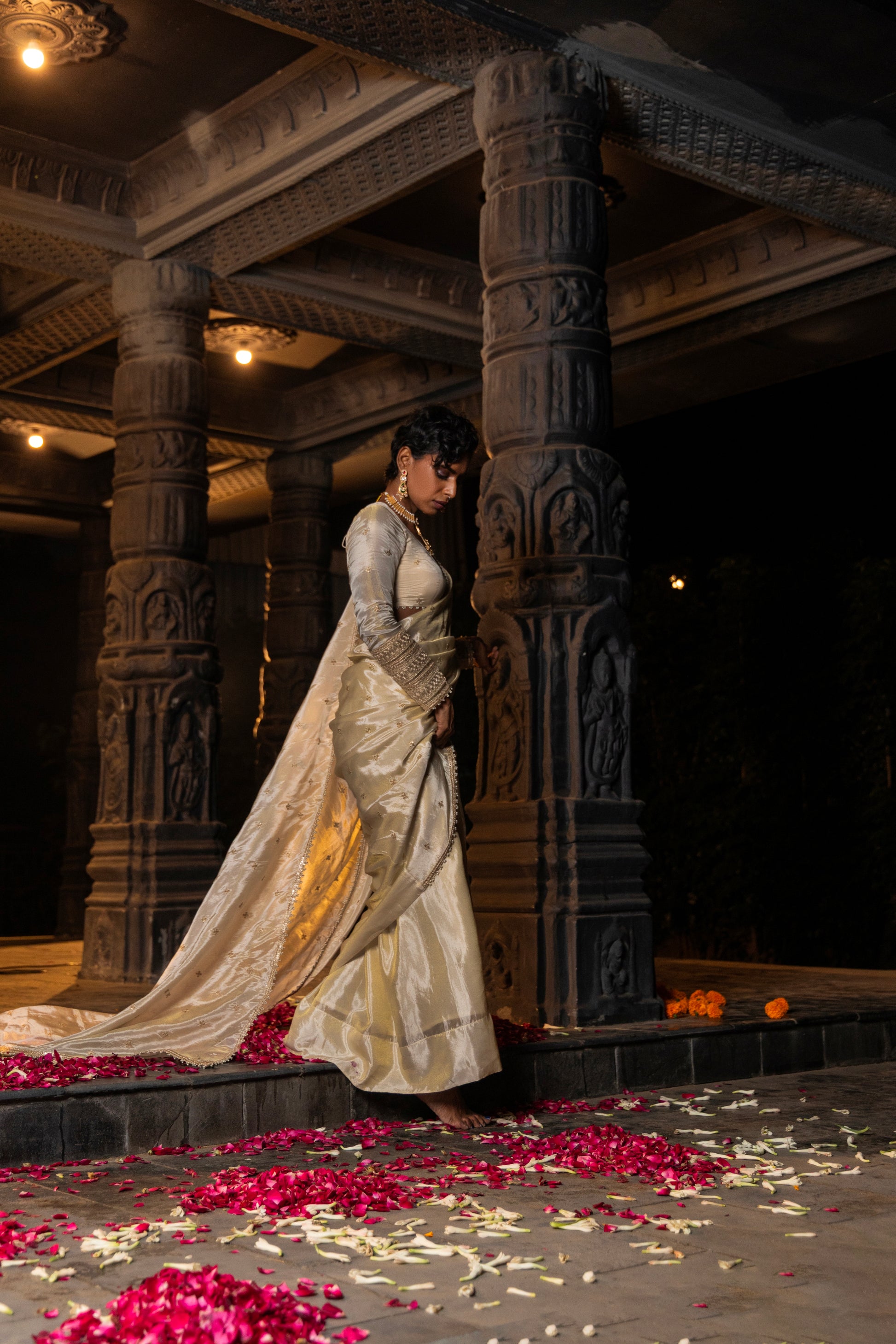 Hansini-Saree and Blouse set-Gold