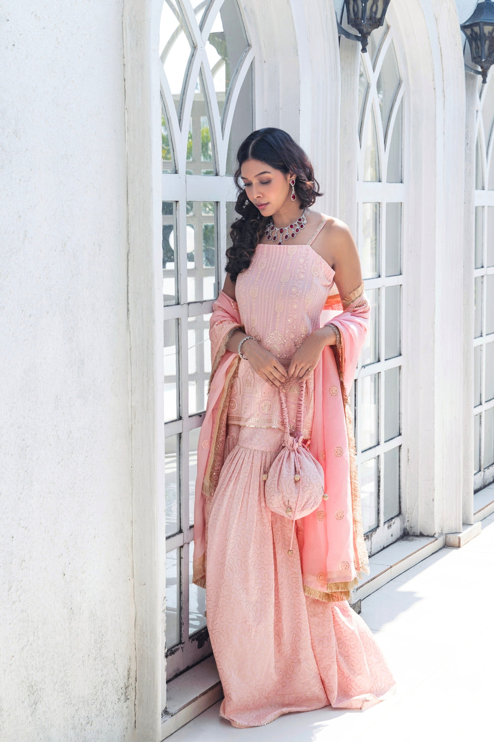 Maple Pink - Short Kurta Sharara Set