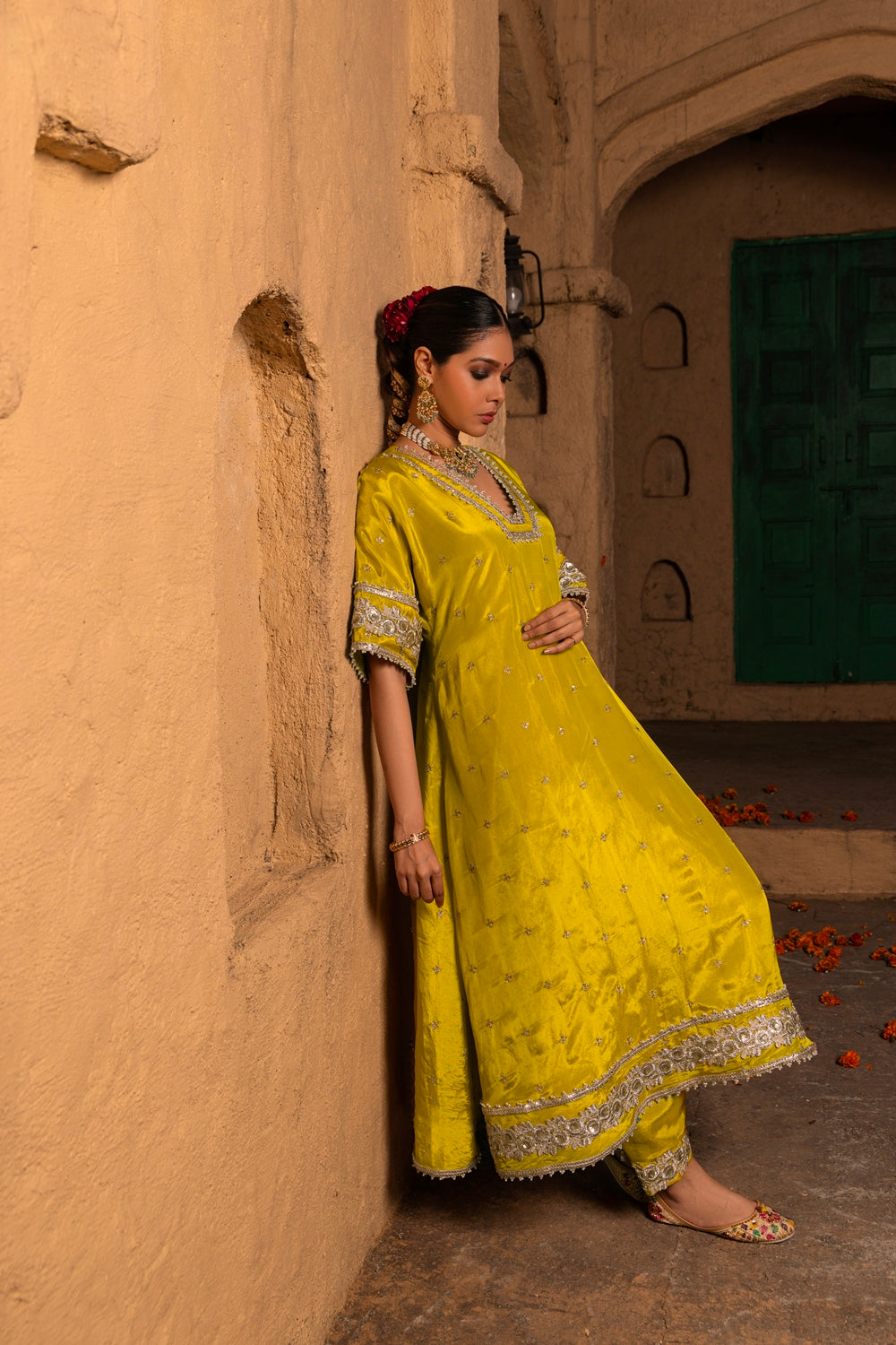 Navya- Kurta and Salwar Set- Musterd