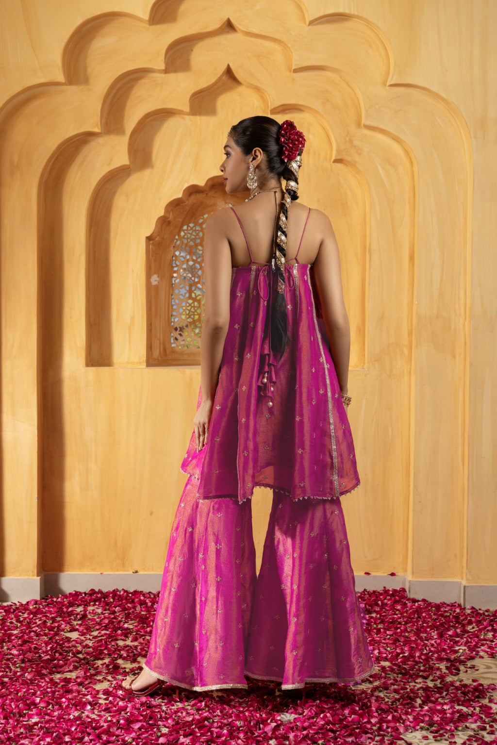 Neelam-Top Bottom Co-ord Set-Rani Pink