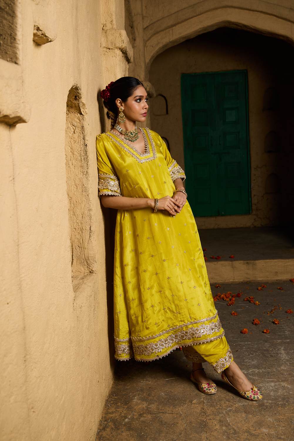 Navya- Kurta and Salwar Set- Musterd
