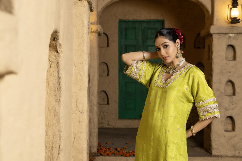 Navya- Kurta and Salwar Set- Lime Green