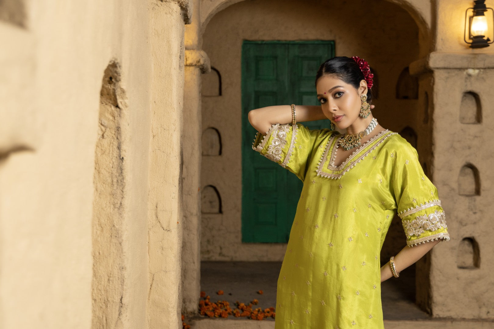 Navya- Kurta and Salwar Set- Lime Green