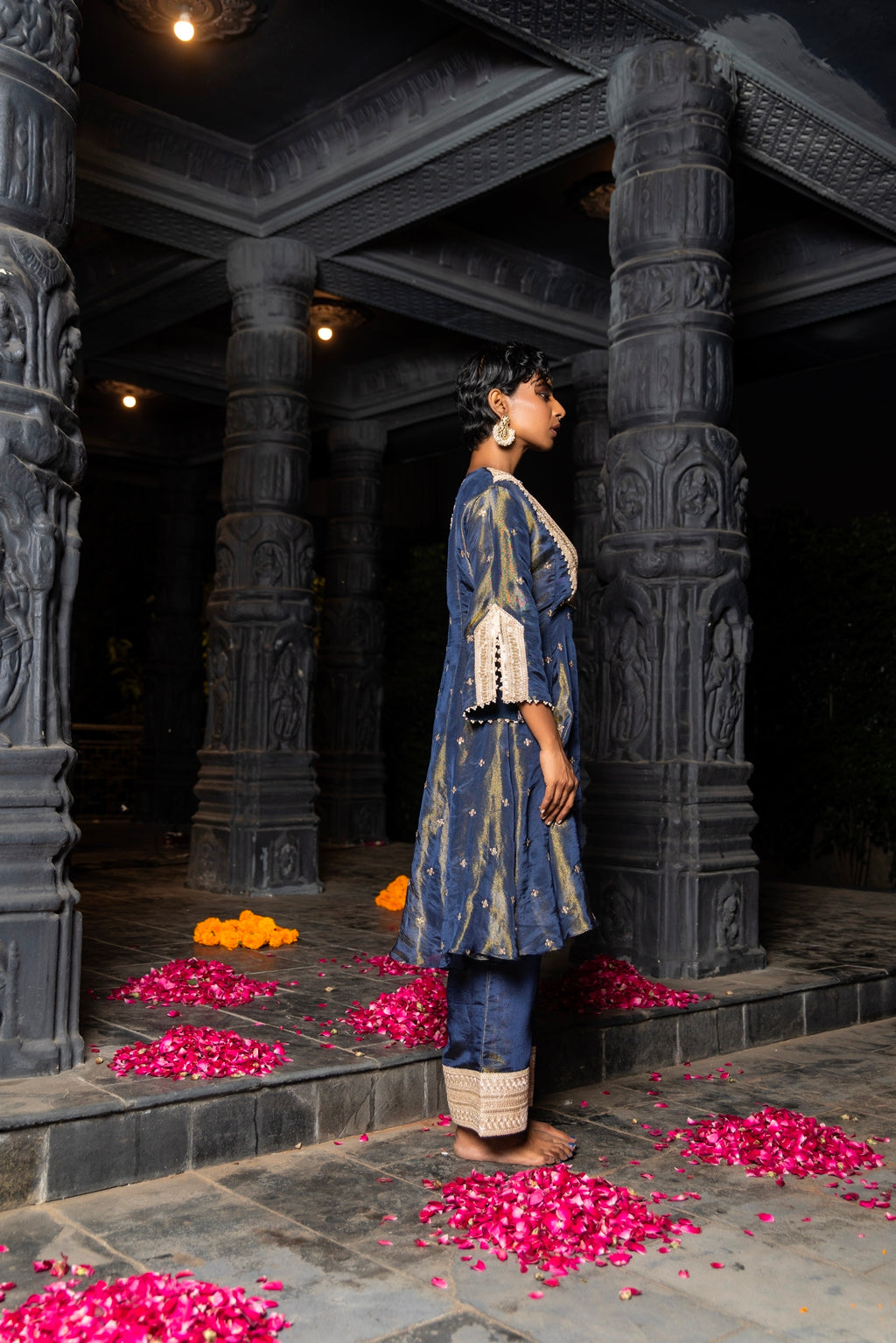 Bhavya- Kurta and Straight pants Set- Blue