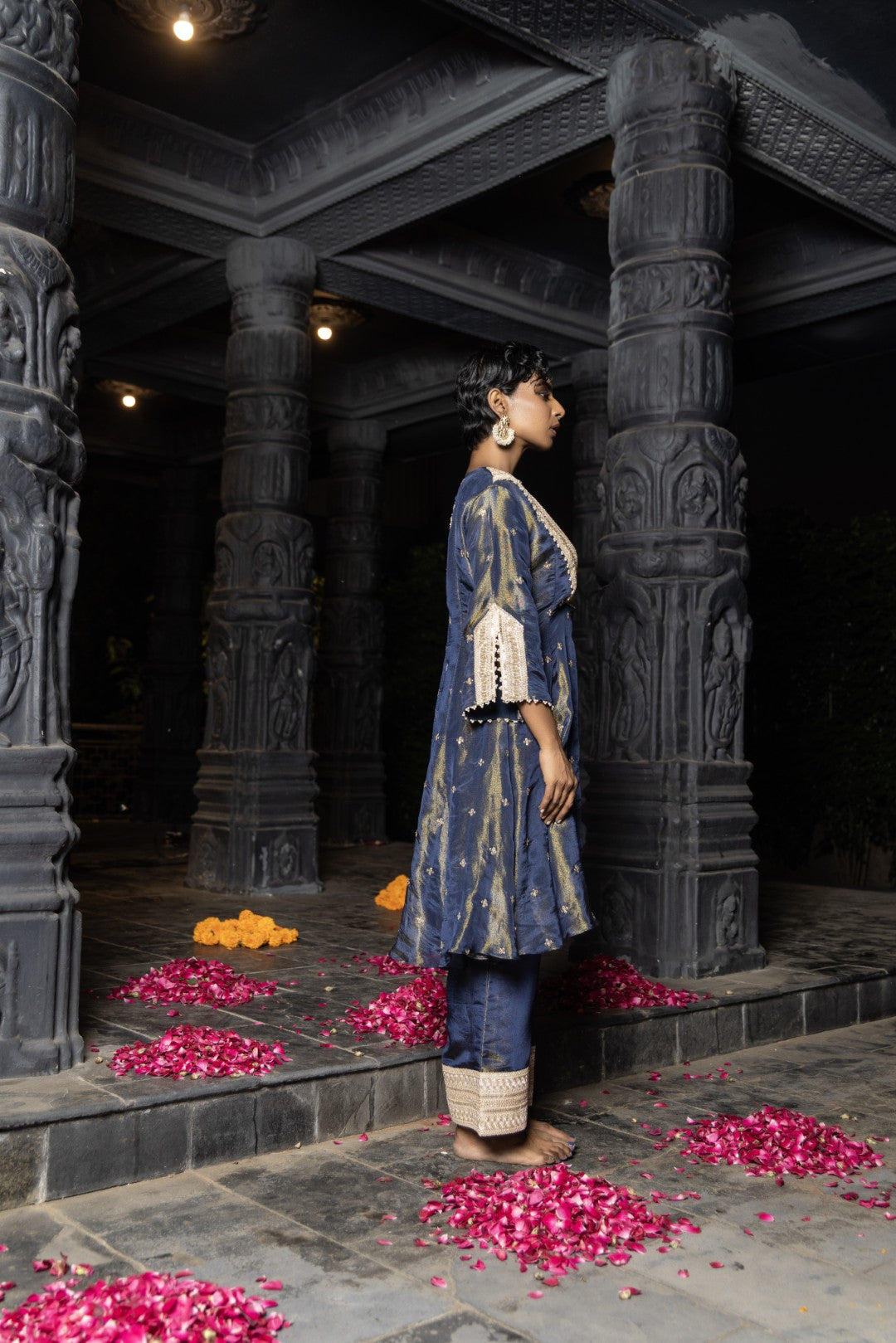 Bhavya- Kurta and Straight pants Set- Blue