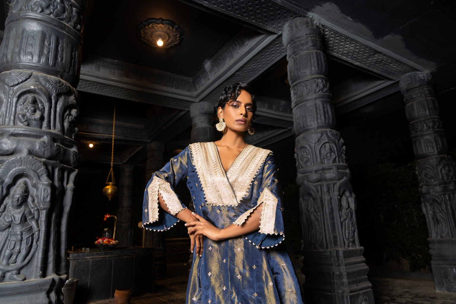 Bhavya- Kurta and Straight pants Set- Blue