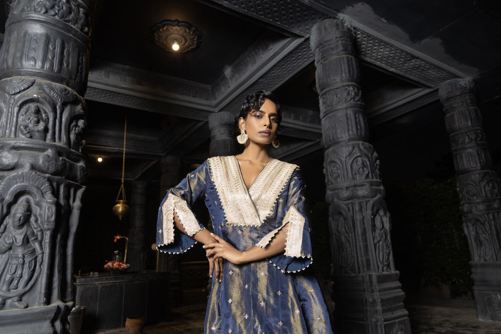 Bhavya- Kurta and Straight pants Set- Blue