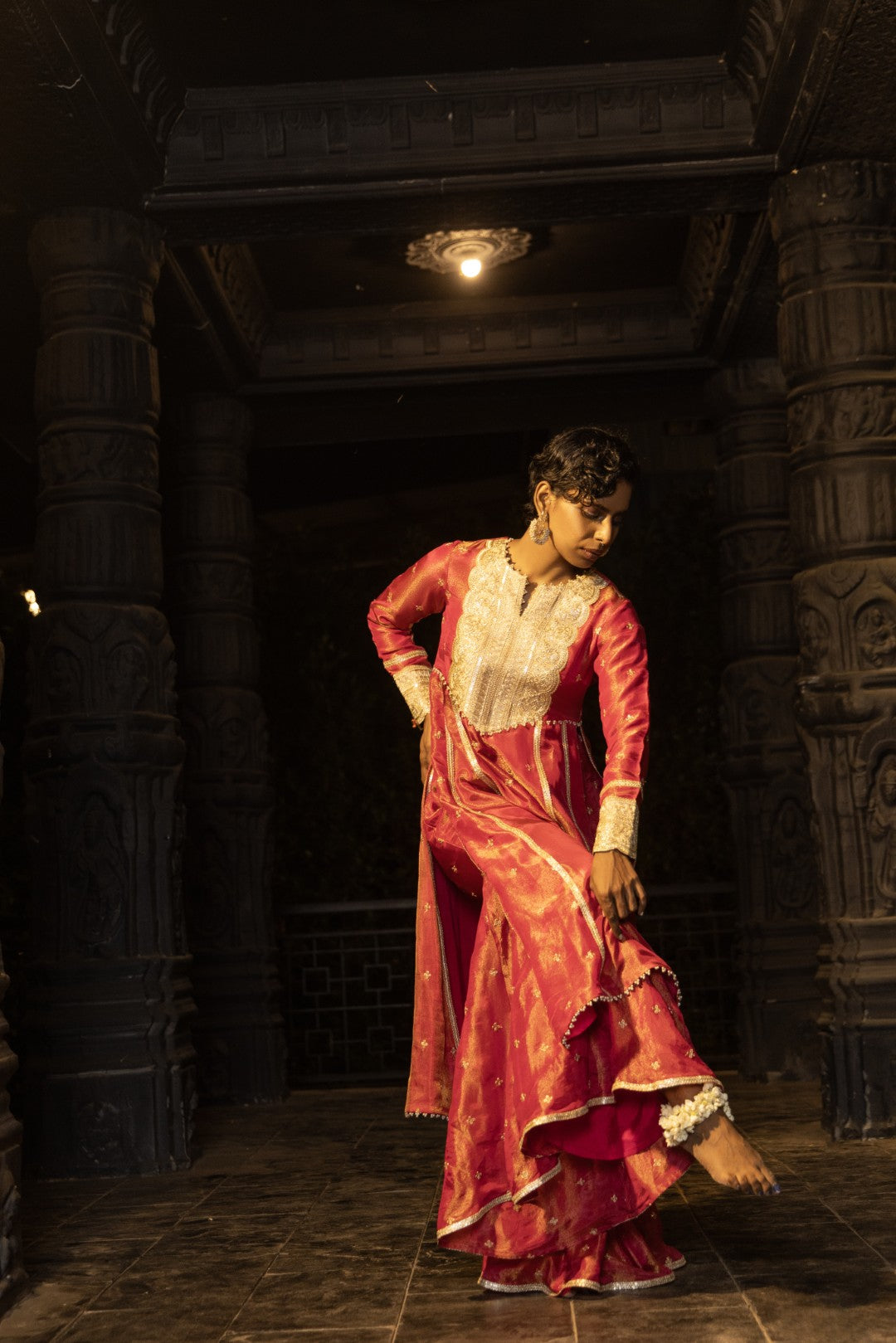 Tulsi-Kurta, Sharara and Dupatta Set-Rani Pink