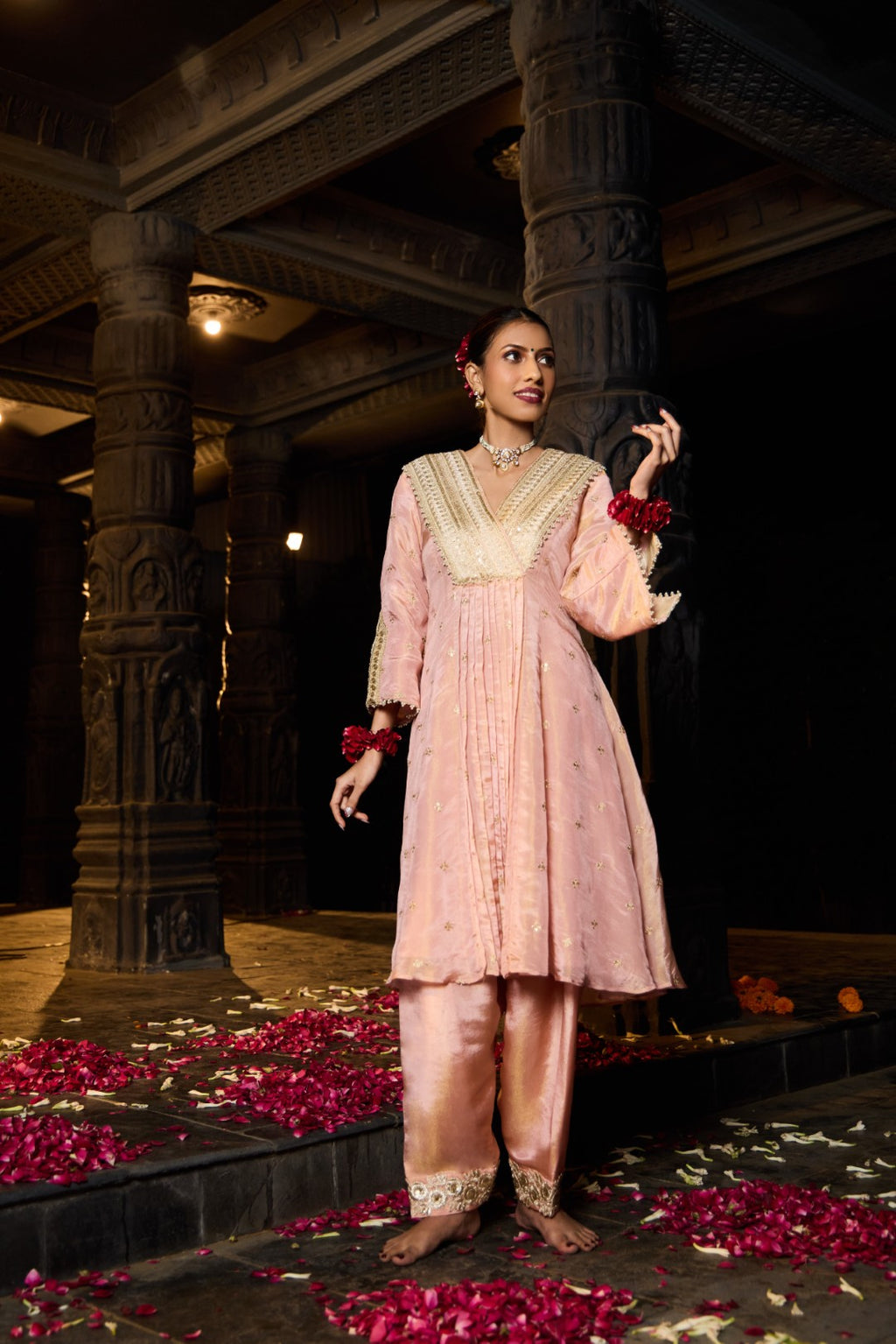 Niara- Kurta and Straight pants Set- Blush Pink