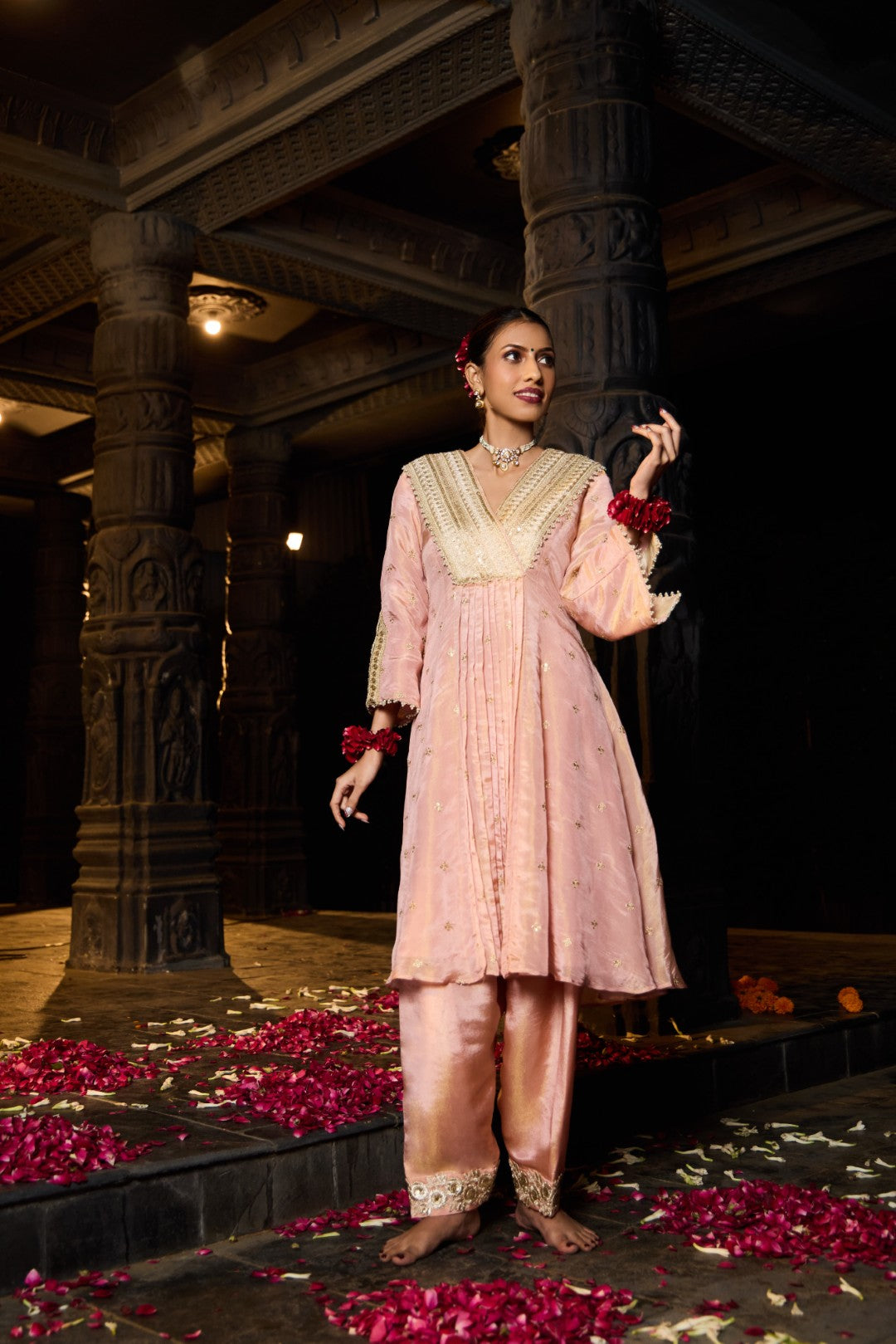 Niara- Kurta and Straight pants Set- Blush Pink