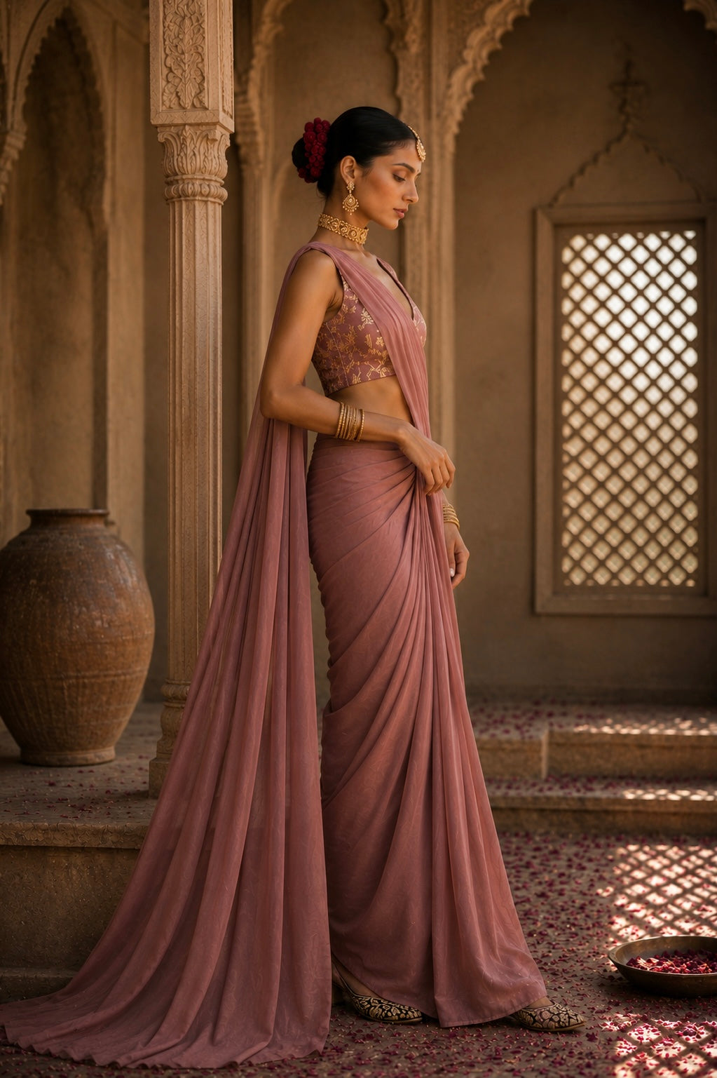 Ruhee pre draped saree set