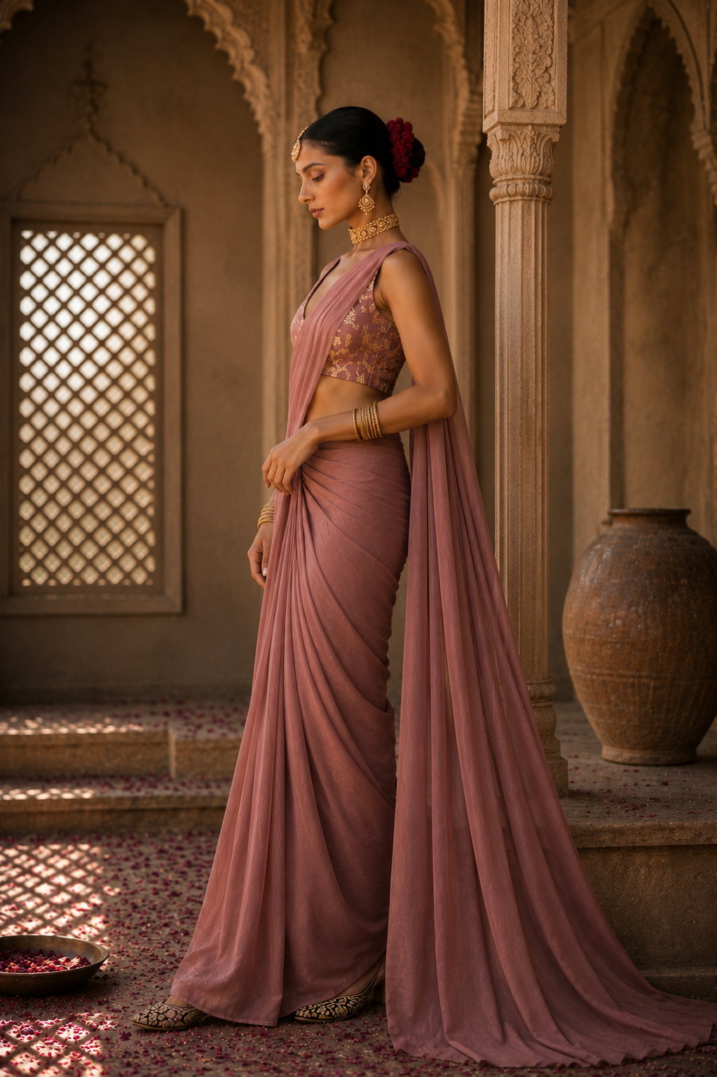 Ruhee pre draped saree set