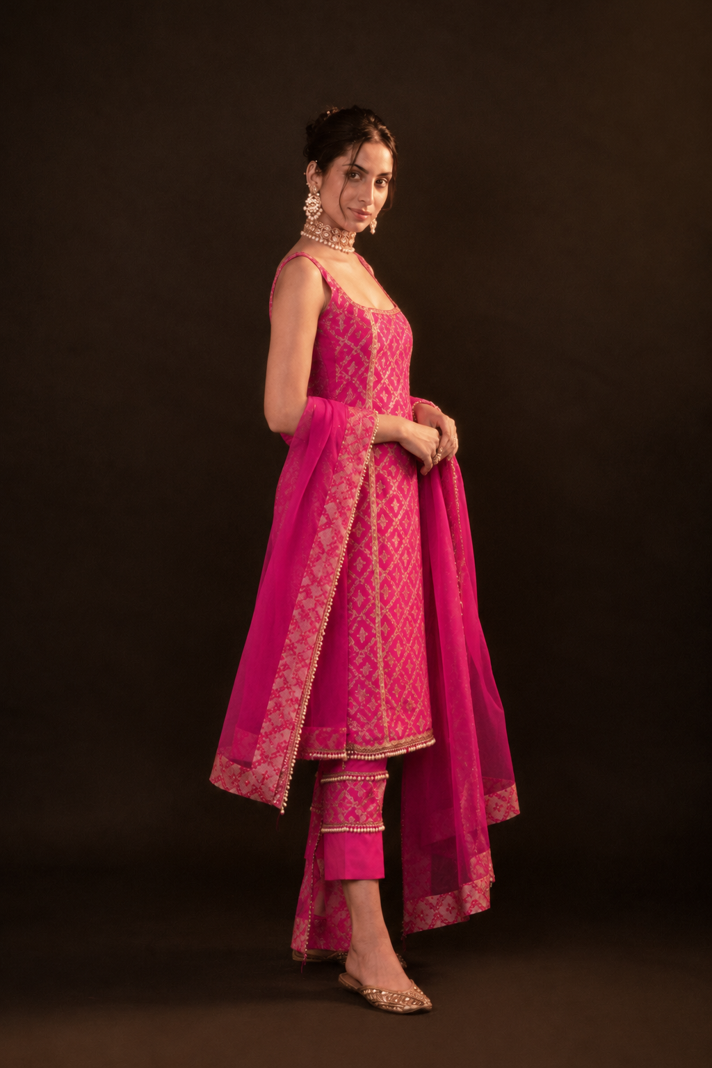Eloise Orange Brocade Kurta Set