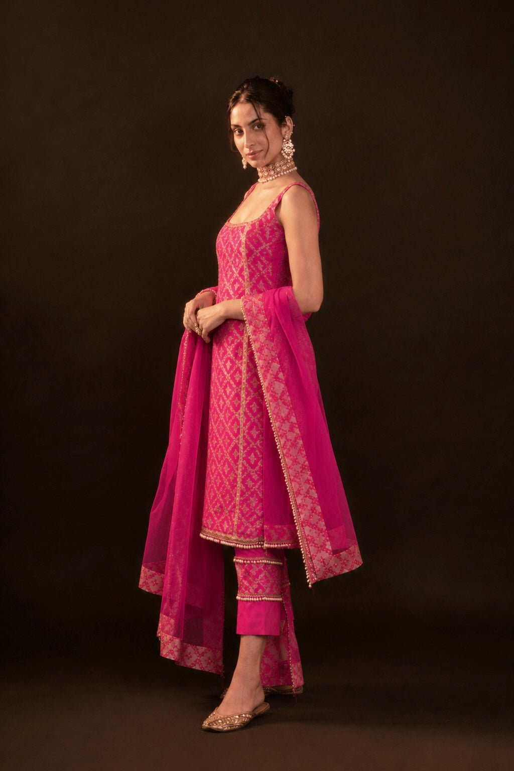 Eloise Orange Brocade Kurta Set