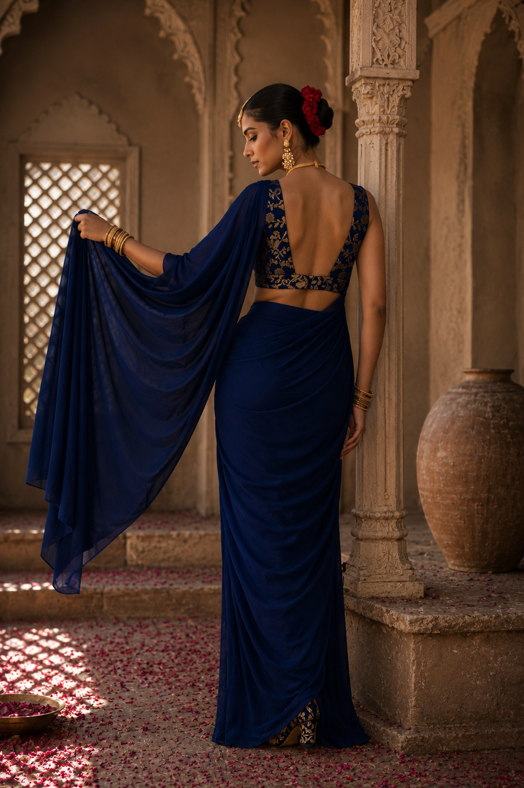 Ruhee pre draped saree set