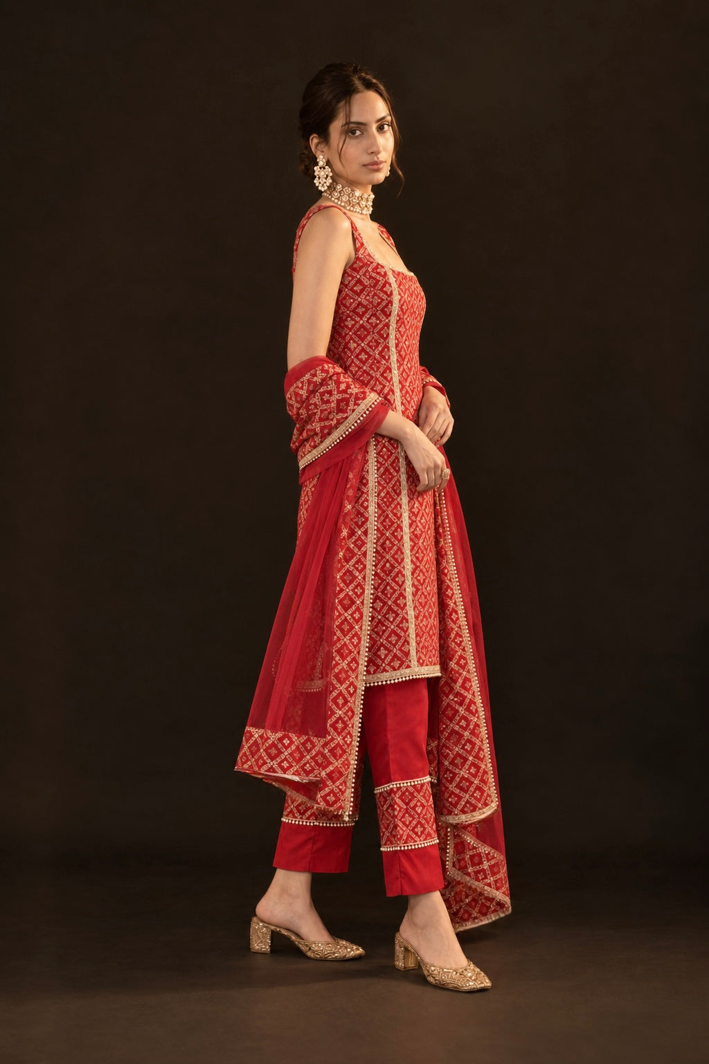 Eloise Red Brocade Kurta Set