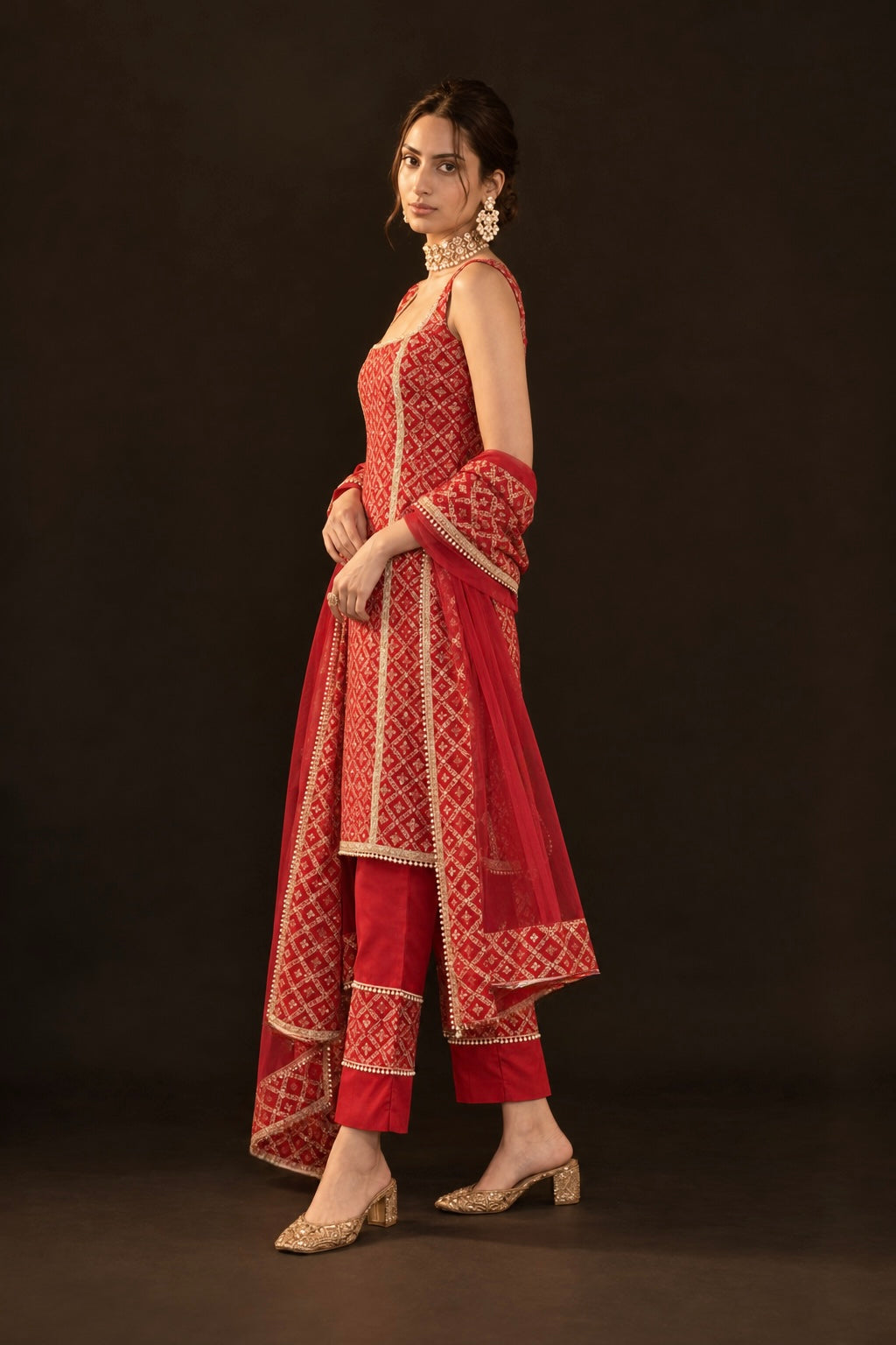 Eloise Red Brocade Kurta Set