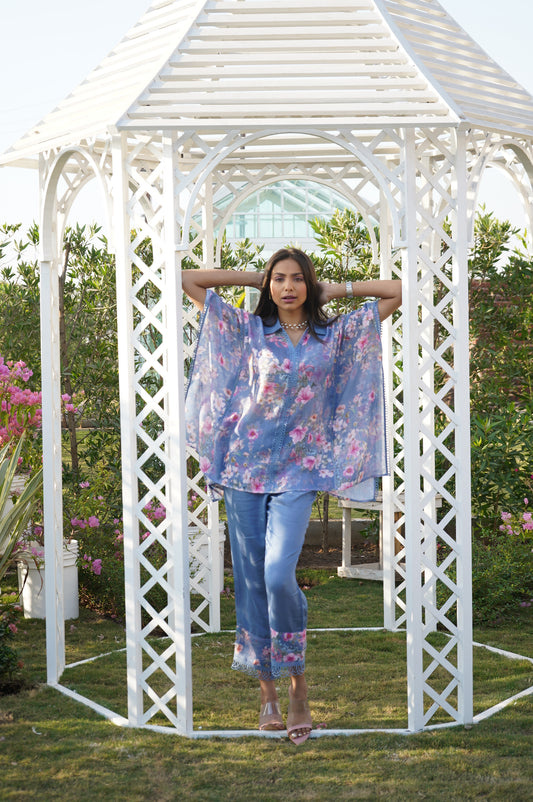 Dahlia Kaftan Top - Blue